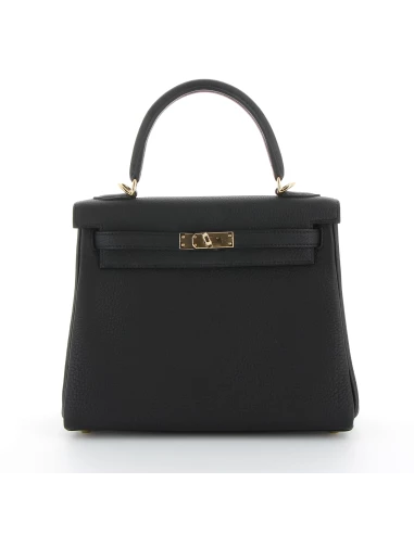 Hermès sac Kelly 25 Noir Epsom finition dorée