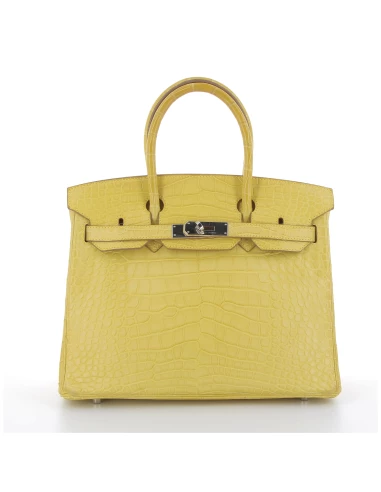 Hermès Birkin 30 mimosa crocodile finition argentée