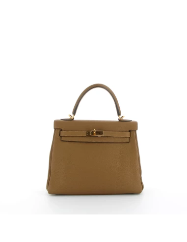 Hermès sac Kelly 25 bronze doré togo finition dorée