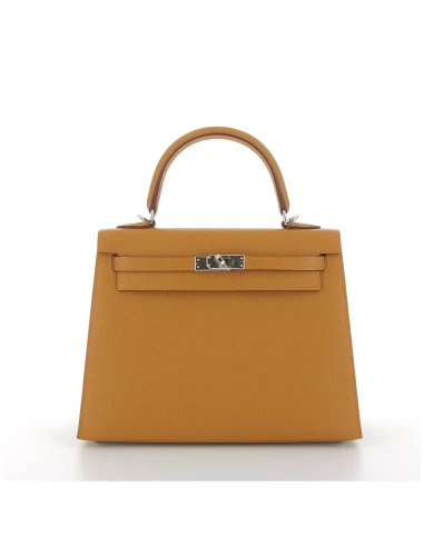 Hermès sac Kelly 25 sésame epsom finition argentée